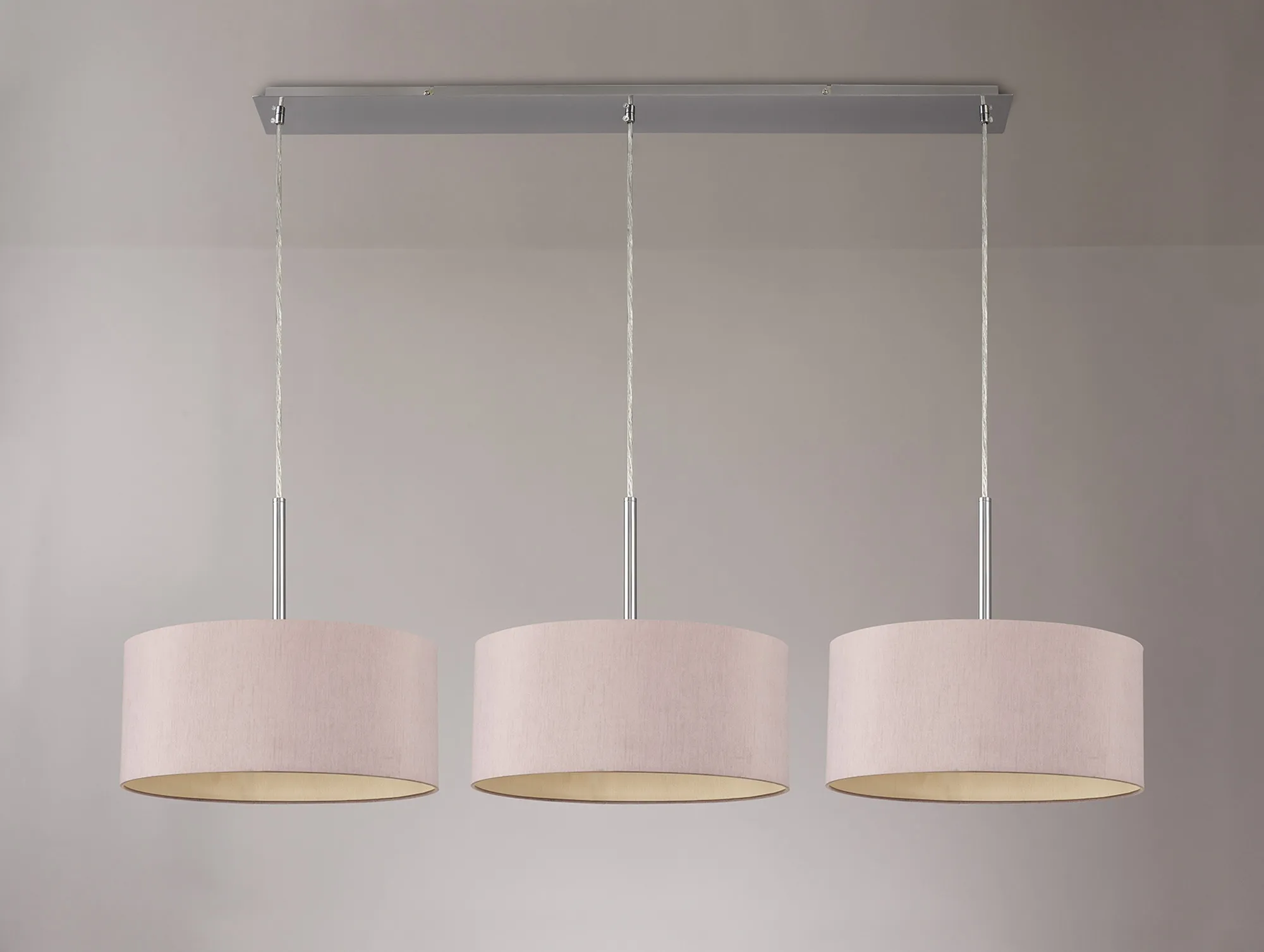 Baymont 40cm Shade 3 Light Pendant Satin Nickel, Taupe/Halo Gold DK0595  Deco Baymont SN TA